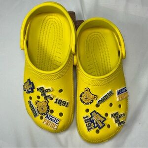 CROCS Sz 8 North Carolina A&T Aggie Pride Charms Yellow